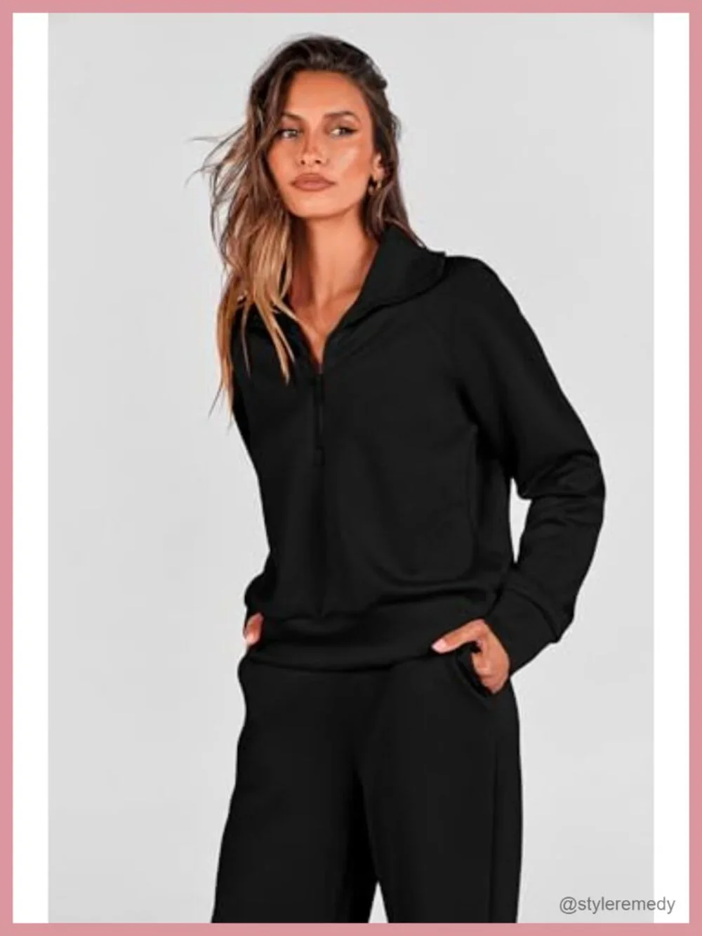 Women's 2 Piece Lounge Set Zip Up Sweatshirt Wide Leg Pants Tracksuit